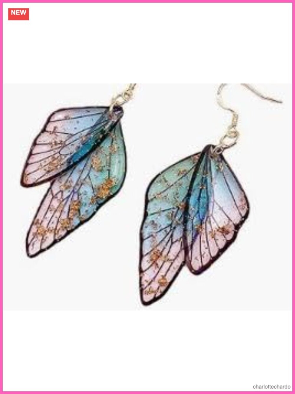 Butterfly Wing Dangle Drop Earrings Handmade Acrylic Lightweight Statement